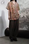 AVIVA JIFEI XUE Retro Kimono Patch Short Sleeve Shirt CO-KPSS-BR (9) PAJX1